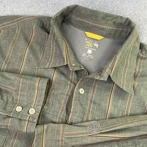 Mountain Hardwear Shirt Mens Size XXL Fulton‎ Long Sleeve Green Striped Pockets